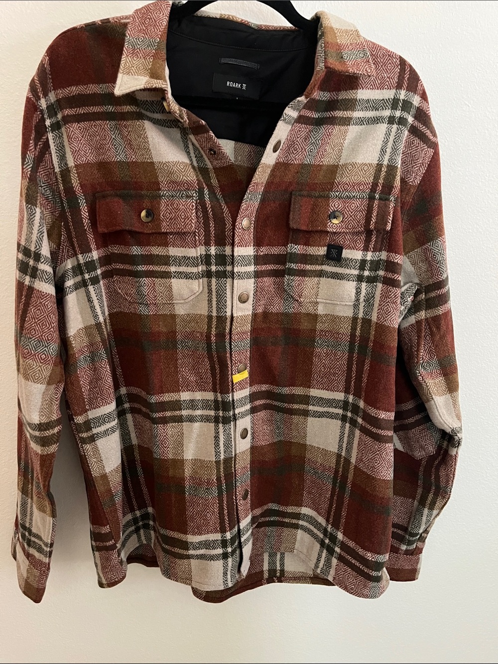Roark Men's Rust, Cream & Olive Plaid Utility Shirt Jacket